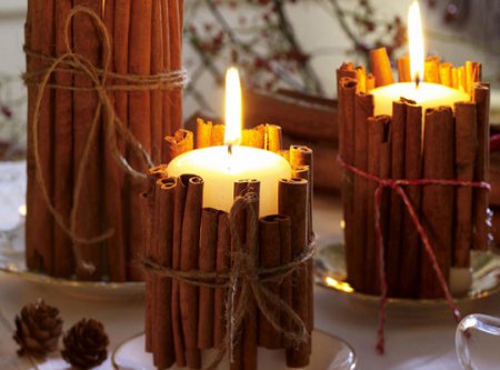 Зимний декор в свечах